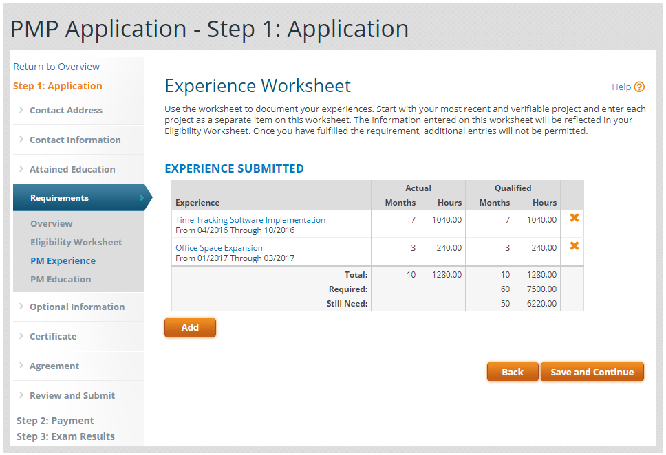 pmi pmp application examples